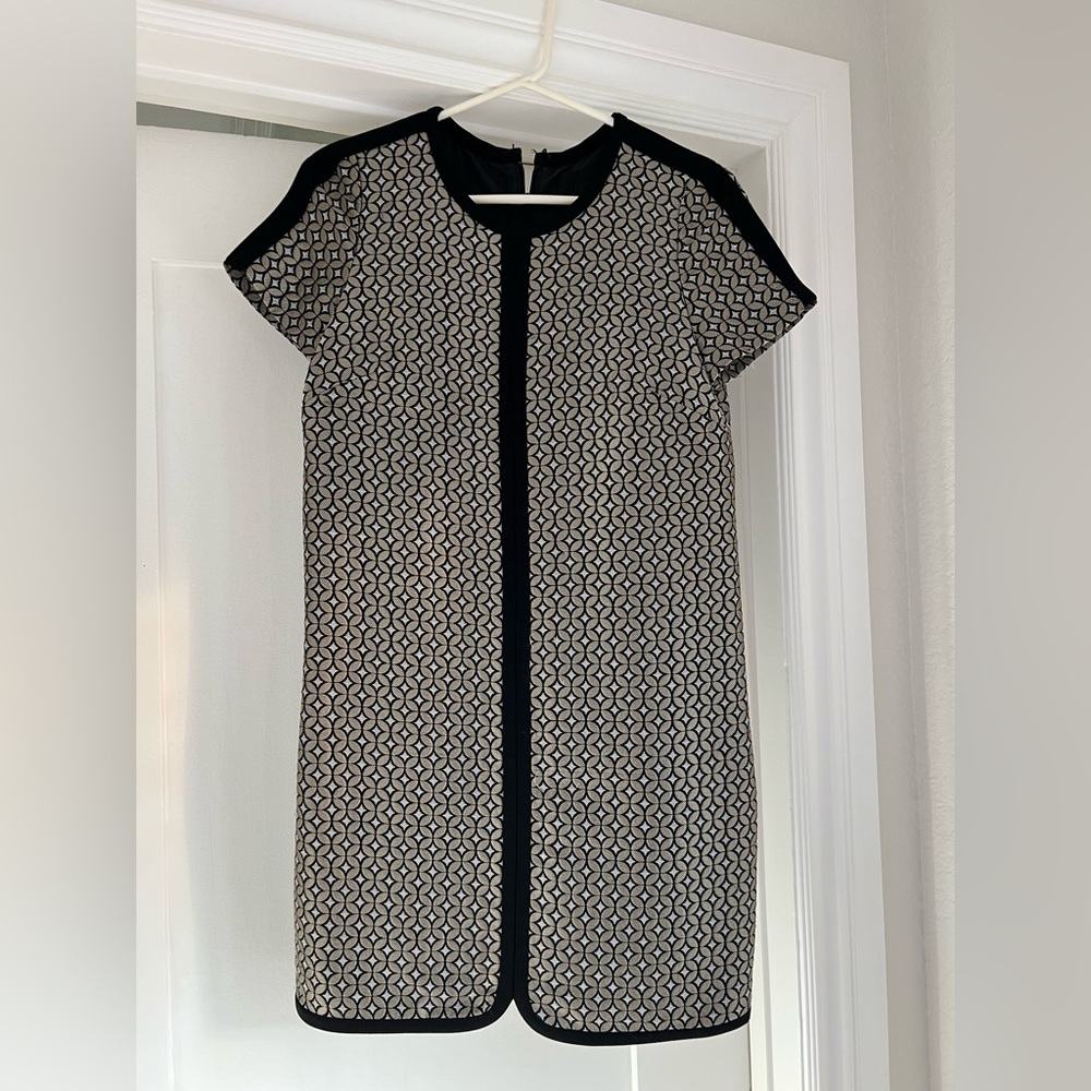 J. Crew Collection Black and Gold Geometric Mini Dress